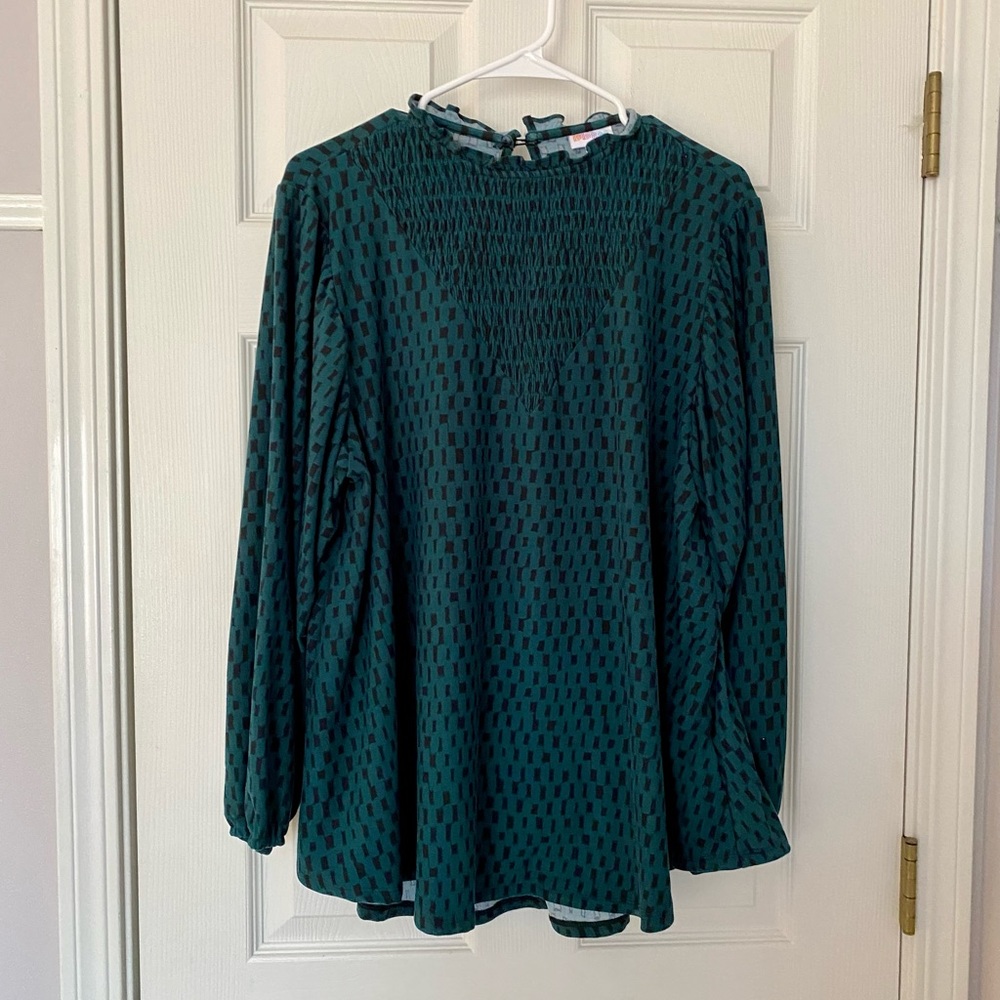 Medium teal smock long sleeved top